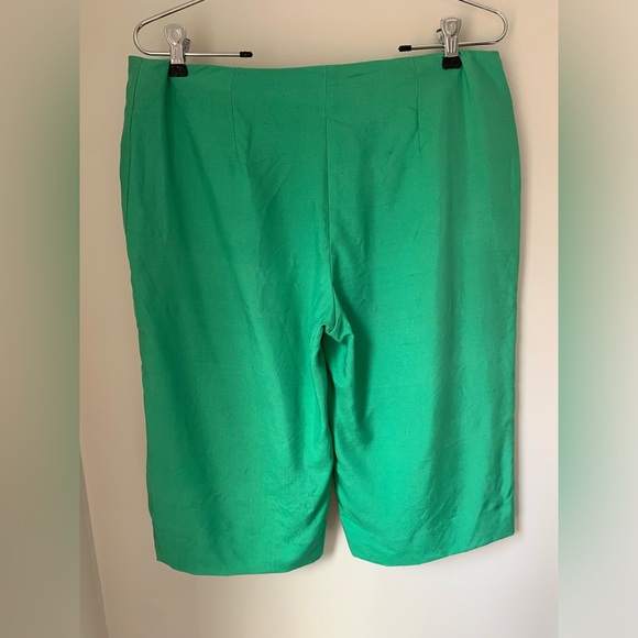 Diane Von Furstenberg Bermuda Shorts Kelly Green Silk - Vintage, Gisi Sz 8 - Picture 5 of 13
